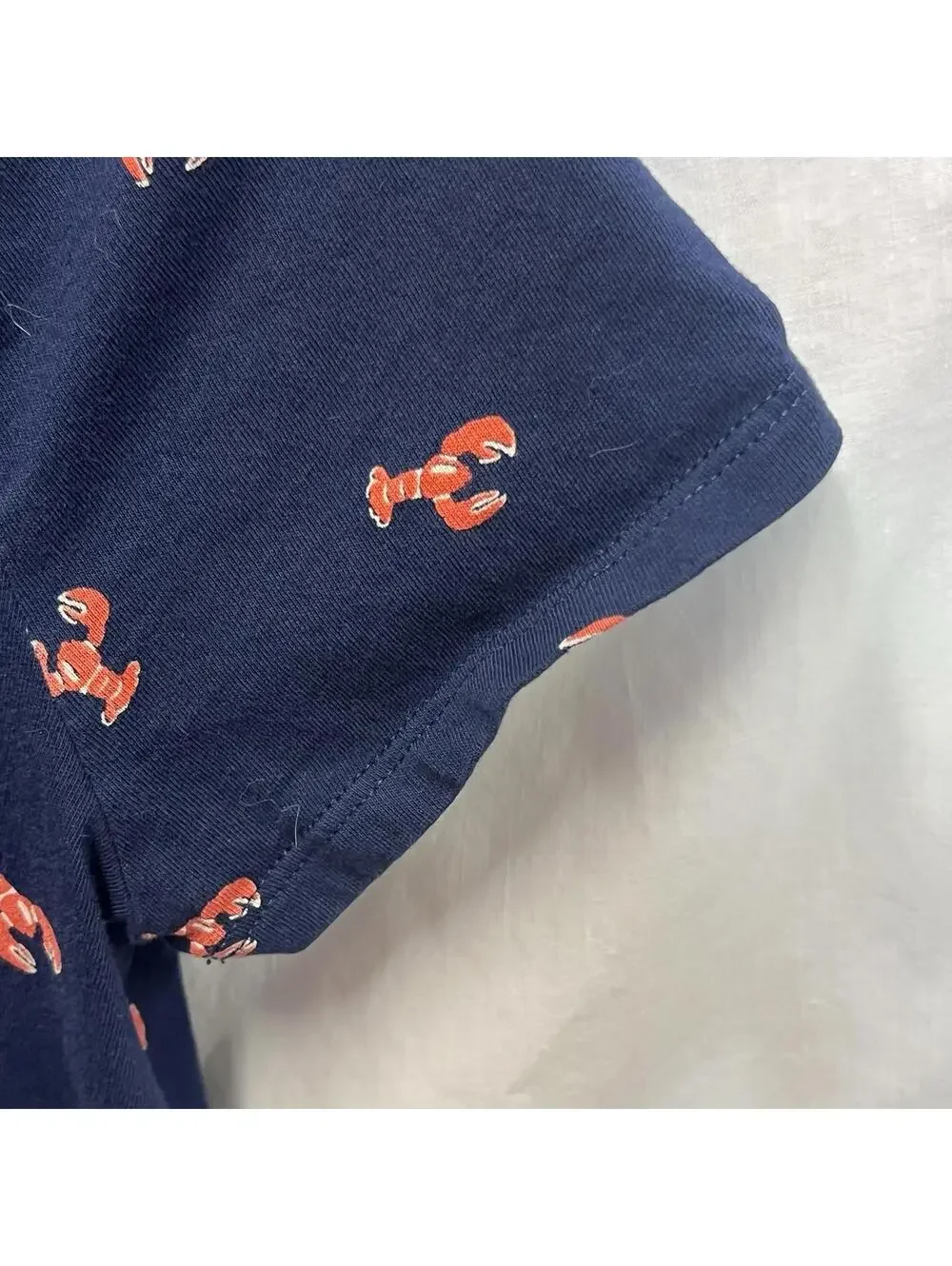 J Crew Womens Lobster Print Short Sleeve T-Shirt Dress XS Navy Blue 100% Cotton